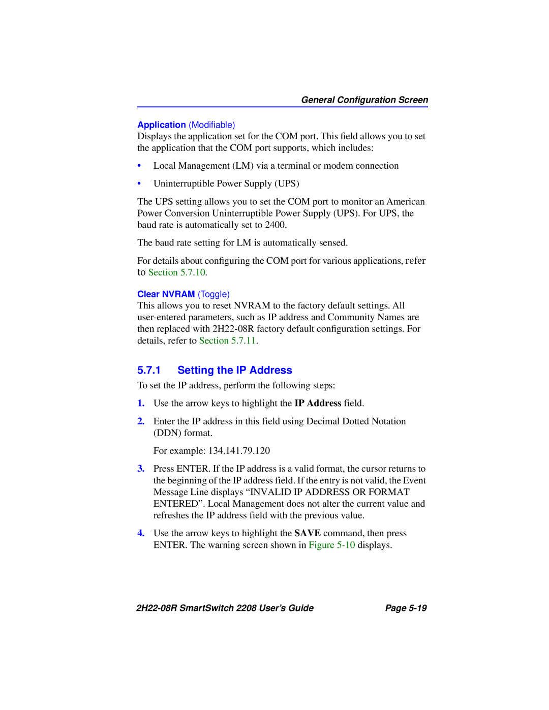 Cabletron Systems 2208 manual Setting the IP Address 