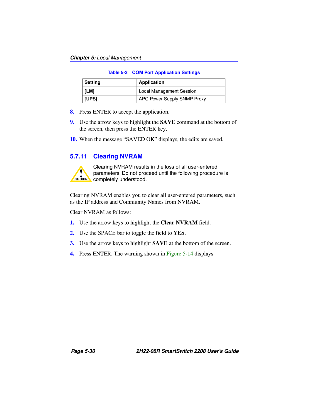 Cabletron Systems 2208 manual Clearing Nvram 