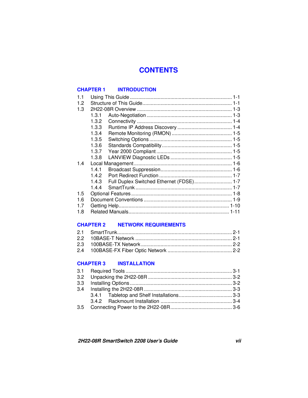 Cabletron Systems 2208 manual Contents 