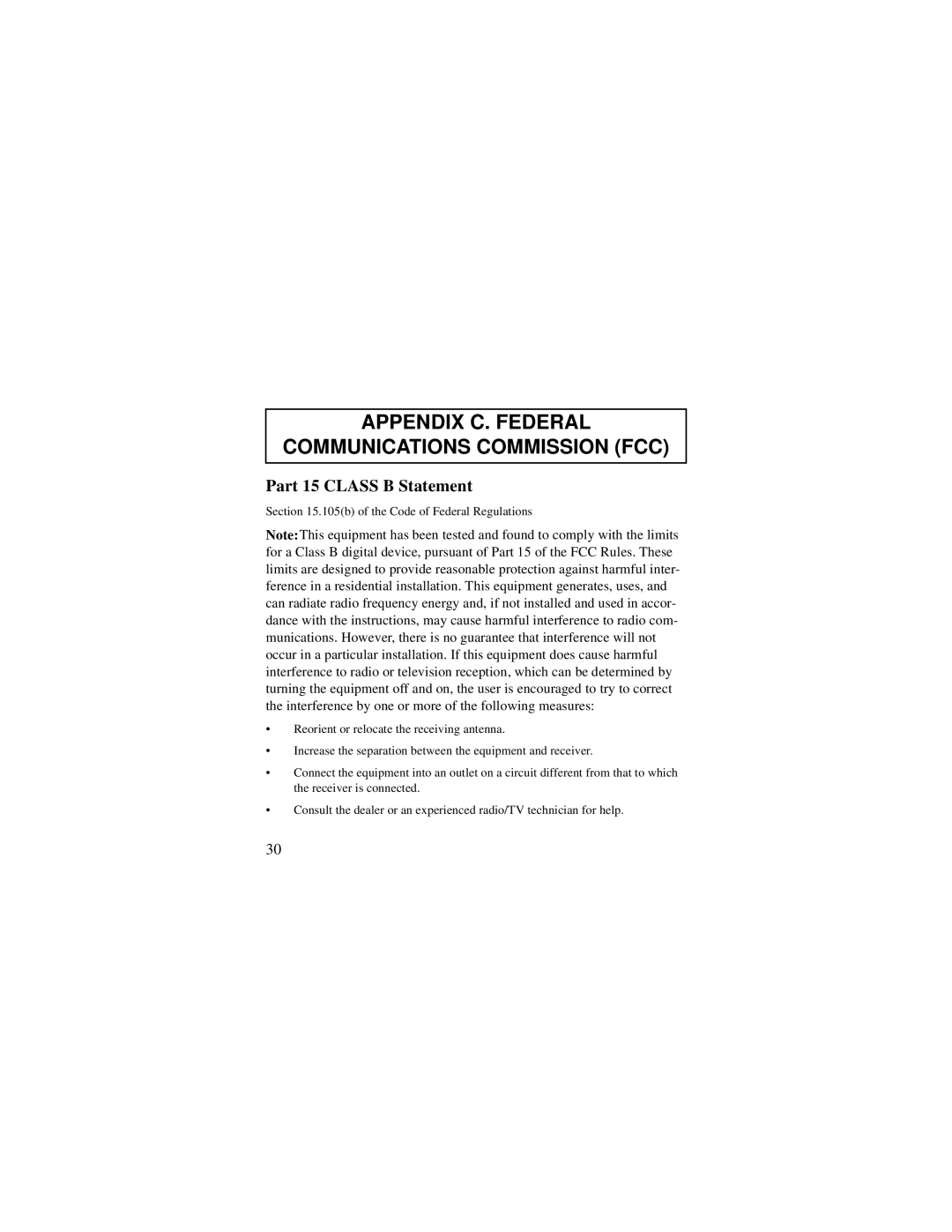 Cabletron Systems 250 quick start Appendix C. Federal Communications Commission FCC, Part 15 Class B Statement 