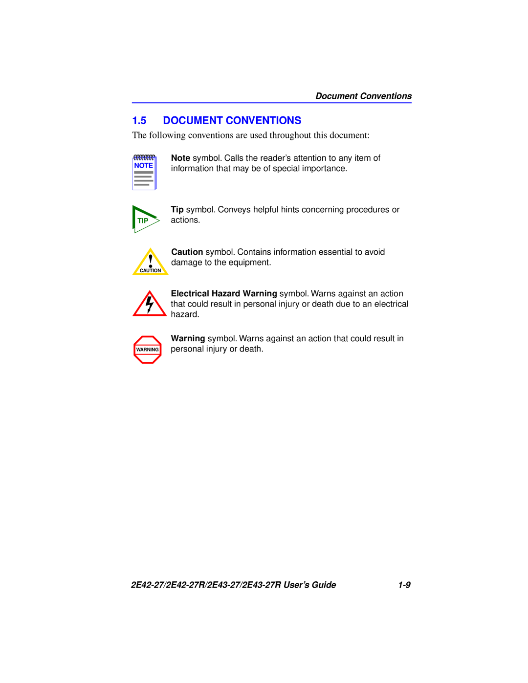 Cabletron Systems 2E42-27, 2E43-27 manual Document Conventions, The following conventions are used throughout this document 
