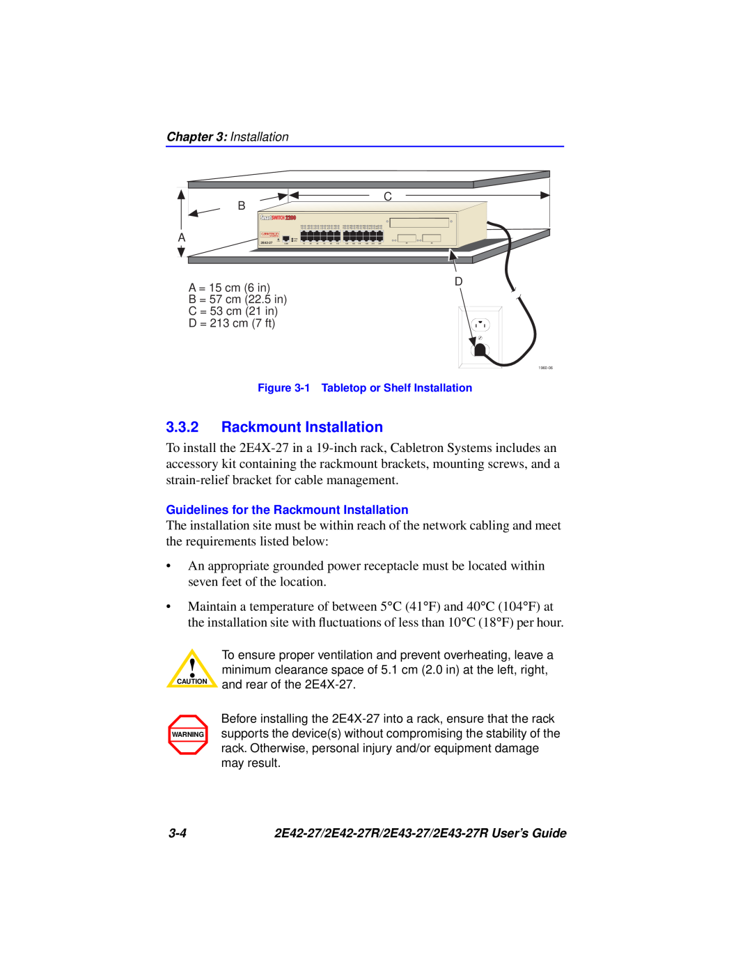 Cabletron Systems 2E43-27R, 2E42-27R manual Guidelines for the Rackmount Installation 