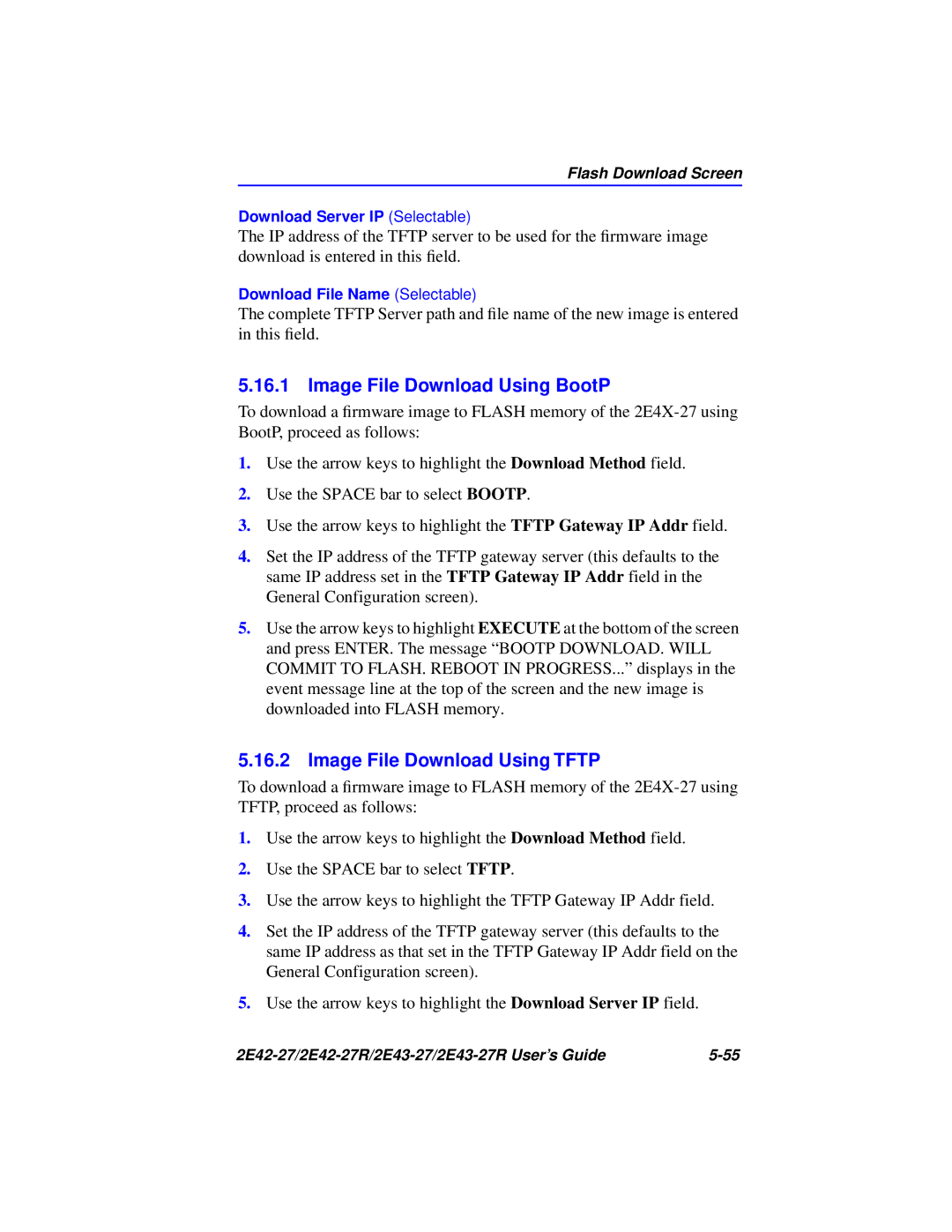Cabletron Systems 2E42-27R, 2E43-27R manual Image File Download Using BootP, Image File Download Using Tftp 