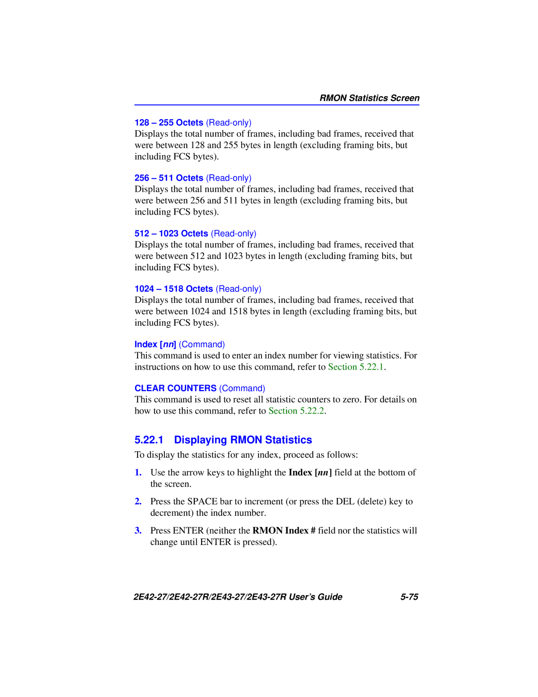 Cabletron Systems 2E42-27R, 2E43-27R manual Displaying Rmon Statistics 