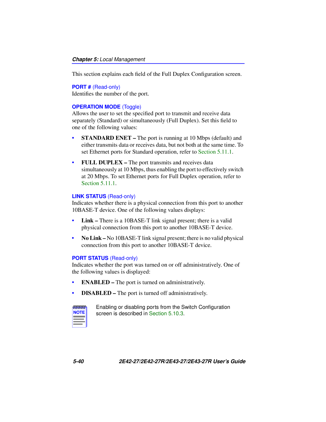 Cabletron Systems 2E43-27R, 2E42-27R manual Identiﬁes the number of the port 