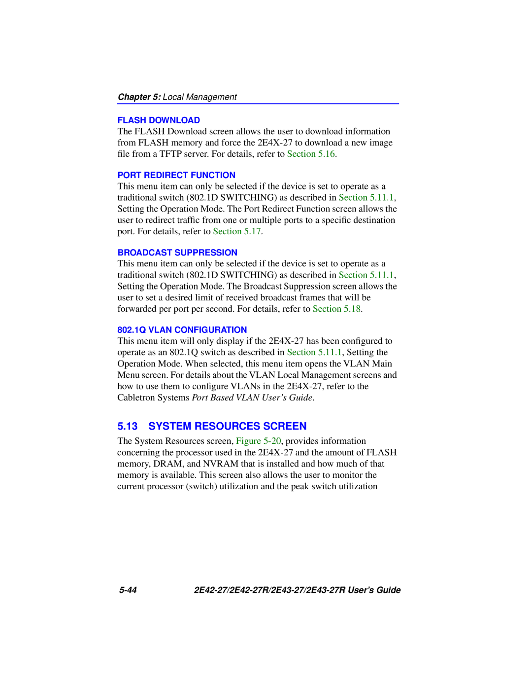 Cabletron Systems 2E43-27R, 2E42-27R manual System Resources Screen 