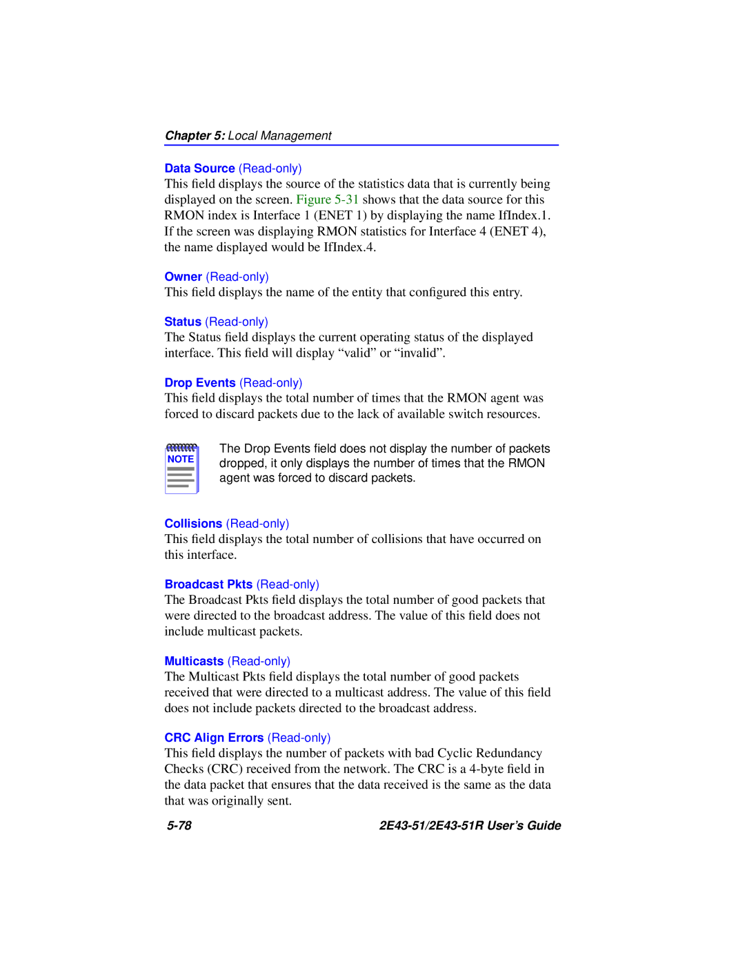 Cabletron Systems 2E43-51R manual Data Source Read-only 