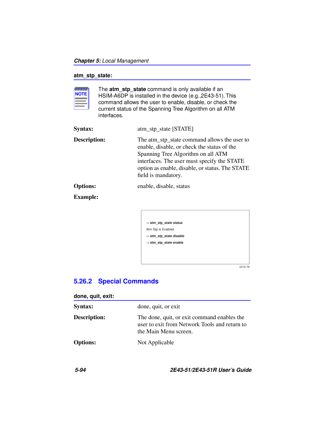 Cabletron Systems 2E43-51R manual Special Commands, Atmstpstate 