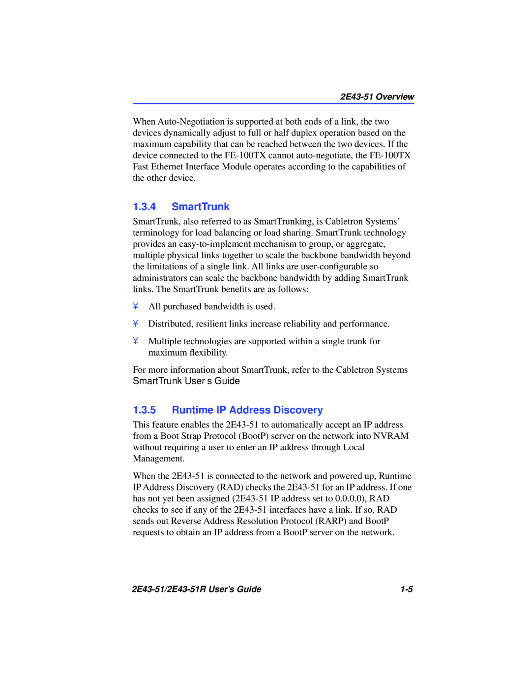 Cabletron Systems 2E43-51R manual SmartTrunk, Runtime IP Address Discovery 