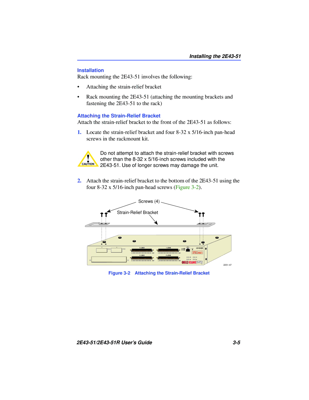 Cabletron Systems 2E43-51R manual Attaching the Strain-Relief Bracket 