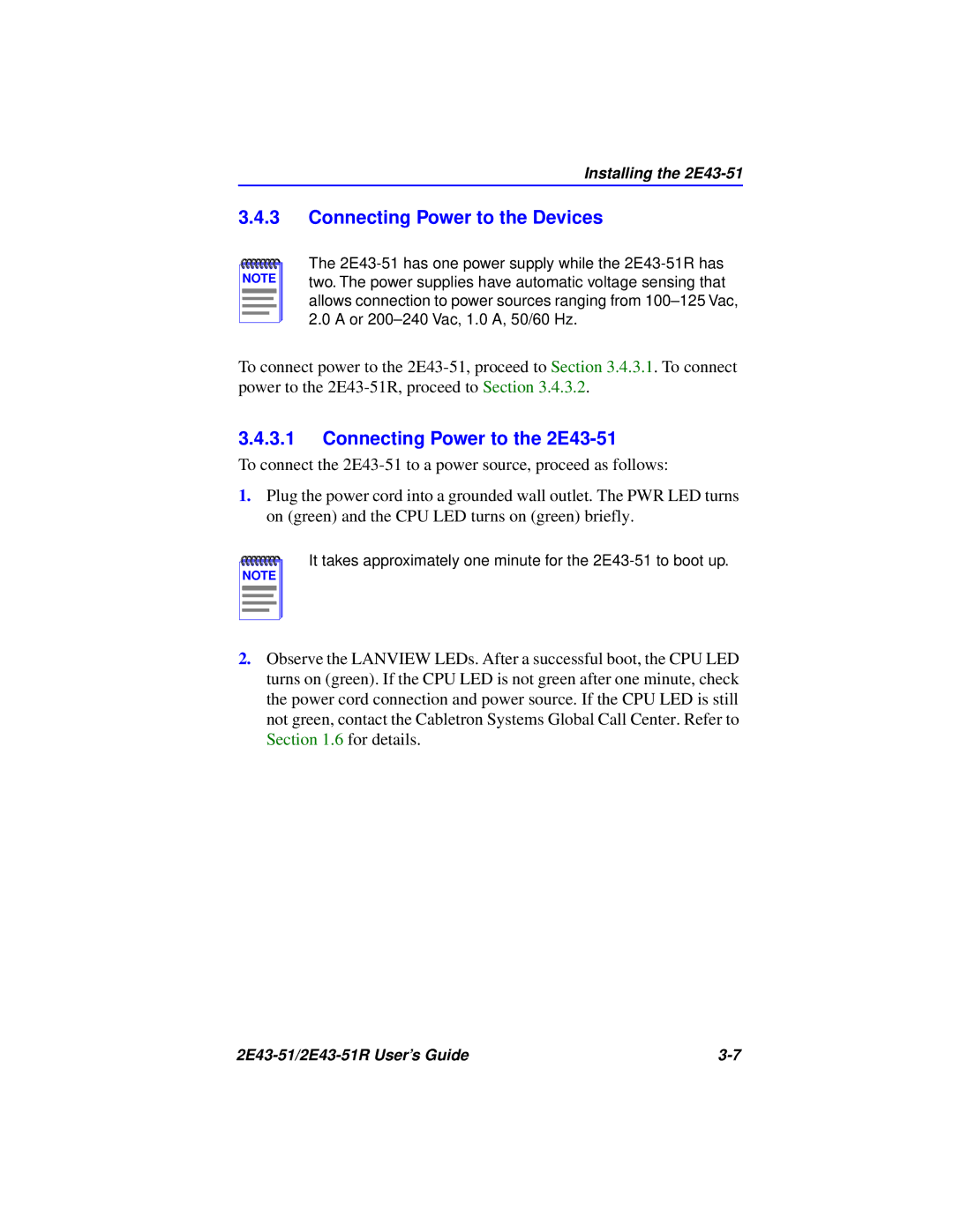 Cabletron Systems 2E43-51R manual Connecting Power to the Devices, Connecting Power to the 2E43-51 