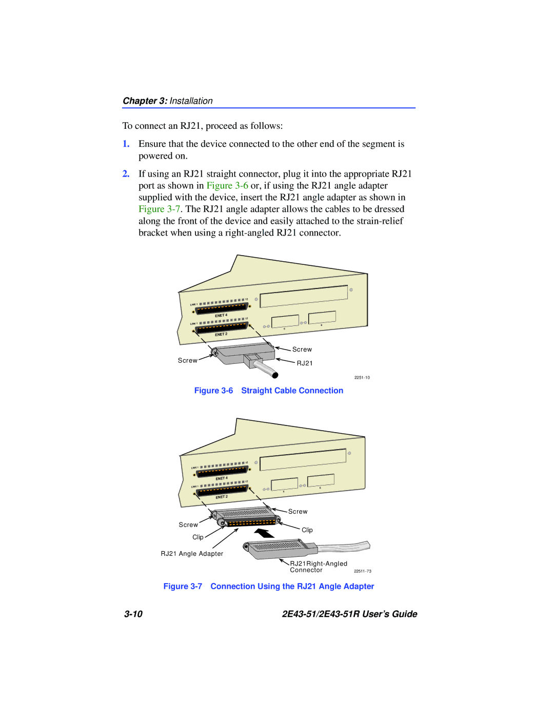 Cabletron Systems 2E43-51R manual Straight Cable Connection 