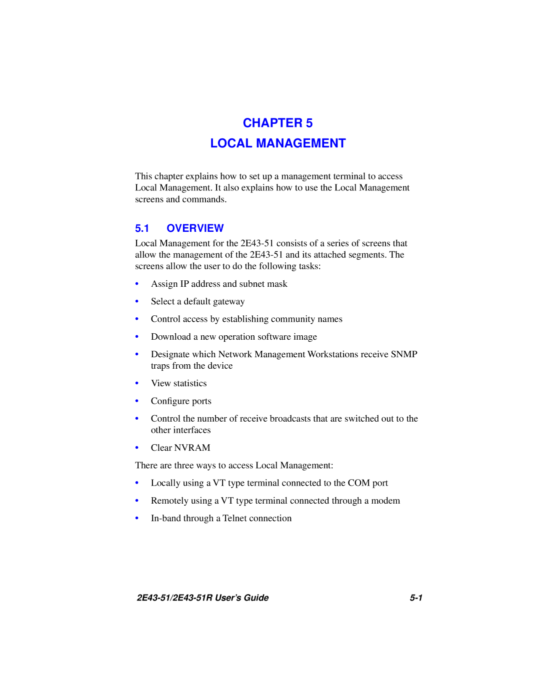 Cabletron Systems 2E43-51R manual Chapter Local Management, Overview 