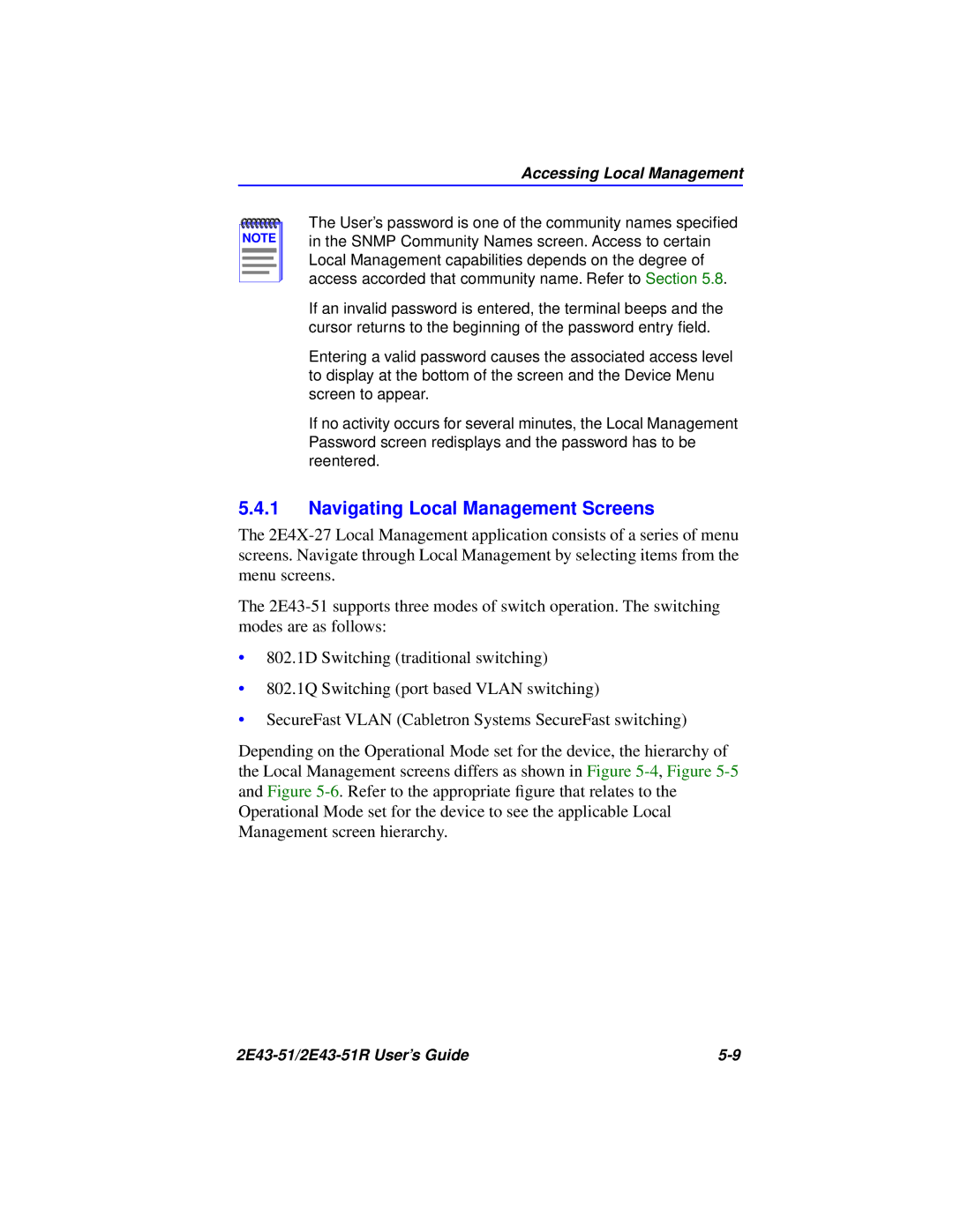 Cabletron Systems 2E43-51R manual Navigating Local Management Screens, Accessing Local Management 