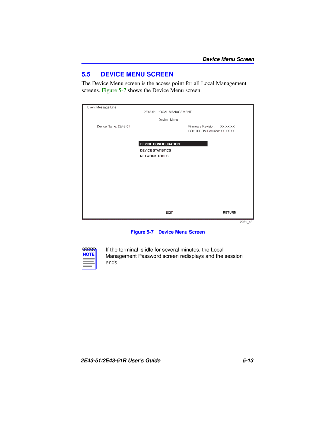 Cabletron Systems 2E43-51R manual Device Menu Screen 