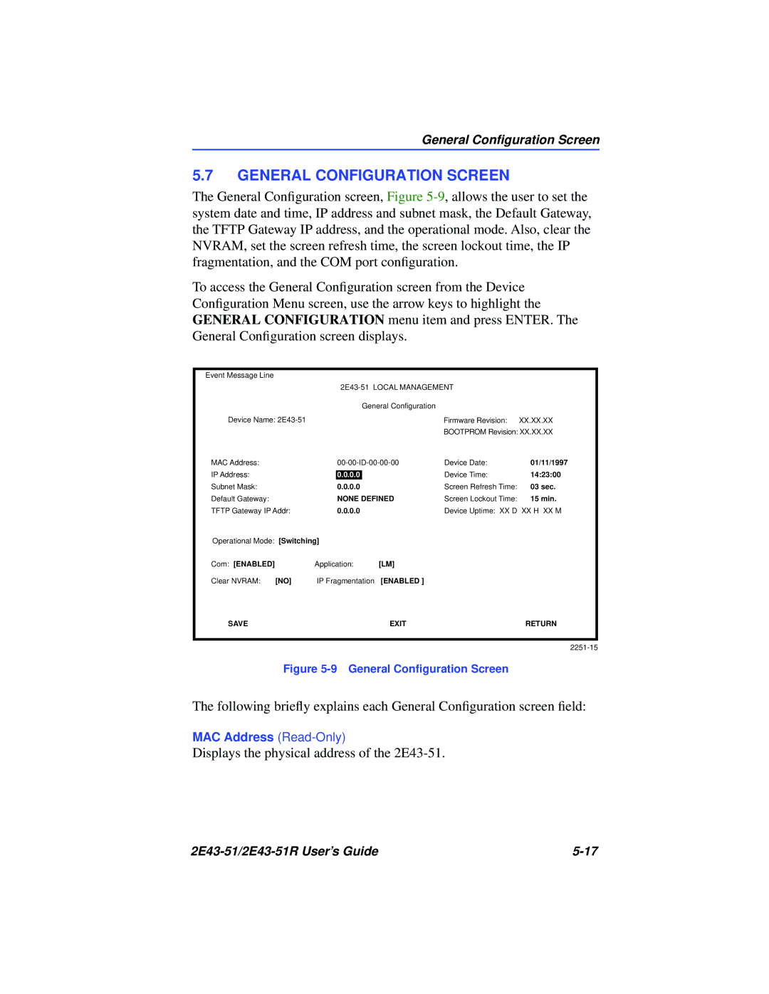 Cabletron Systems 2E43-51R manual General Configuration Screen, None Defined 