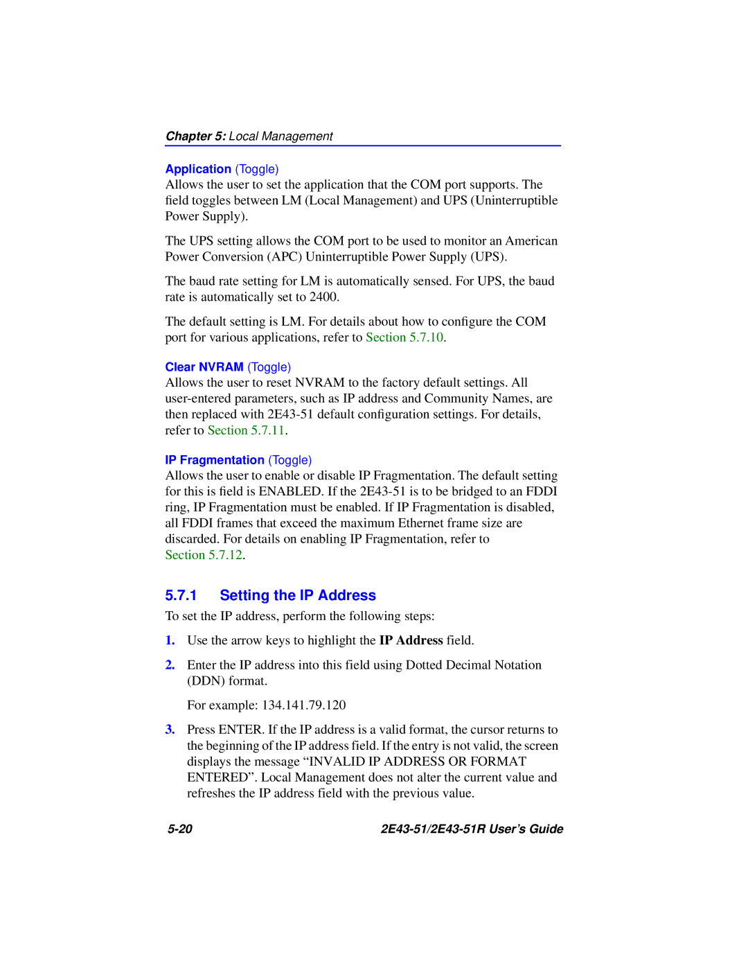 Cabletron Systems 2E43-51R manual Setting the IP Address 