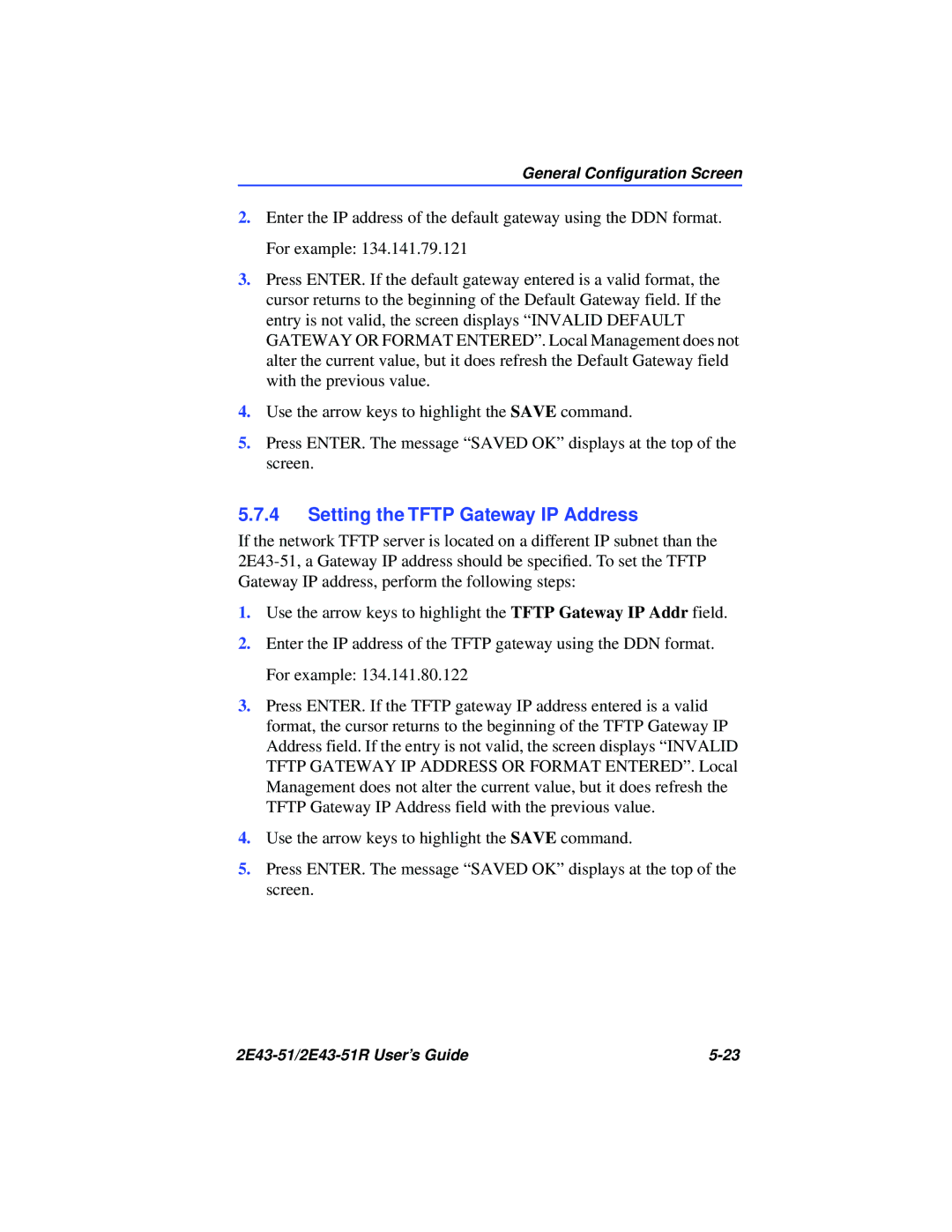 Cabletron Systems 2E43-51R manual Setting the Tftp Gateway IP Address 