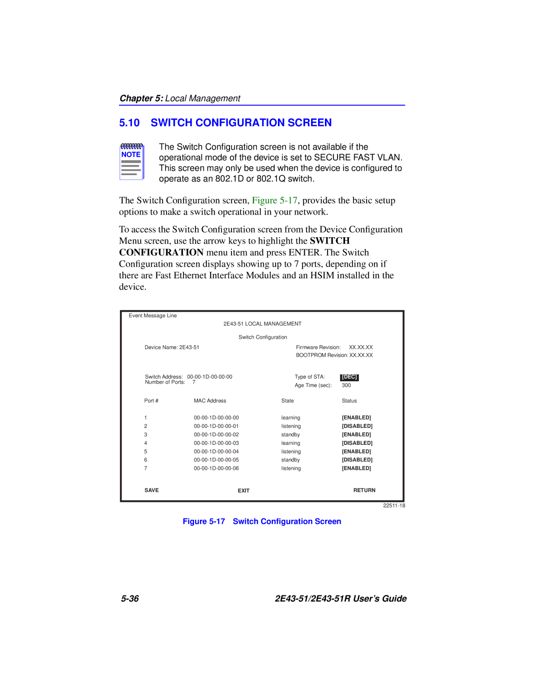 Cabletron Systems 2E43-51R manual Switch Configuration Screen, Dec 