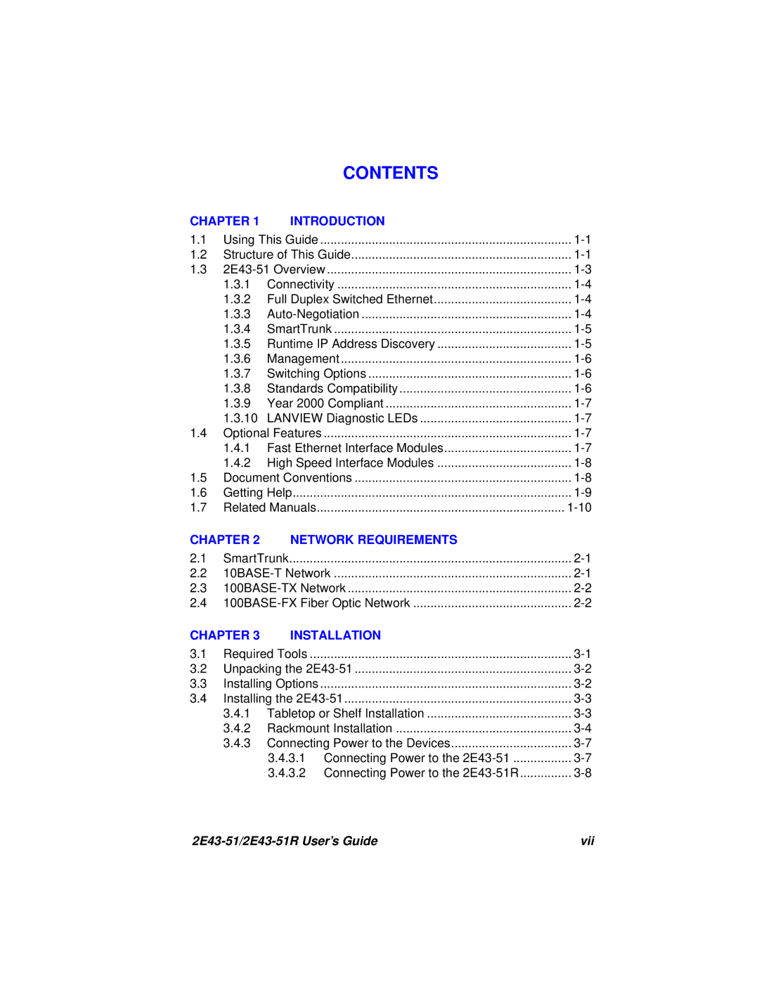 Cabletron Systems 2E43-51R manual Contents 