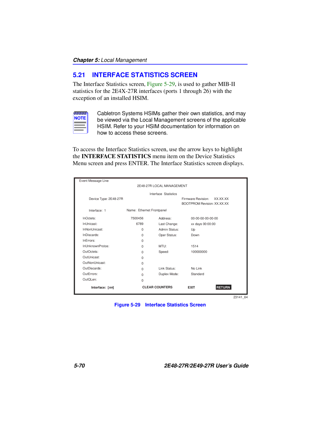 Cabletron Systems 2E48-27R, 2E49-27R manual Interface Statistics Screen, Mtu 