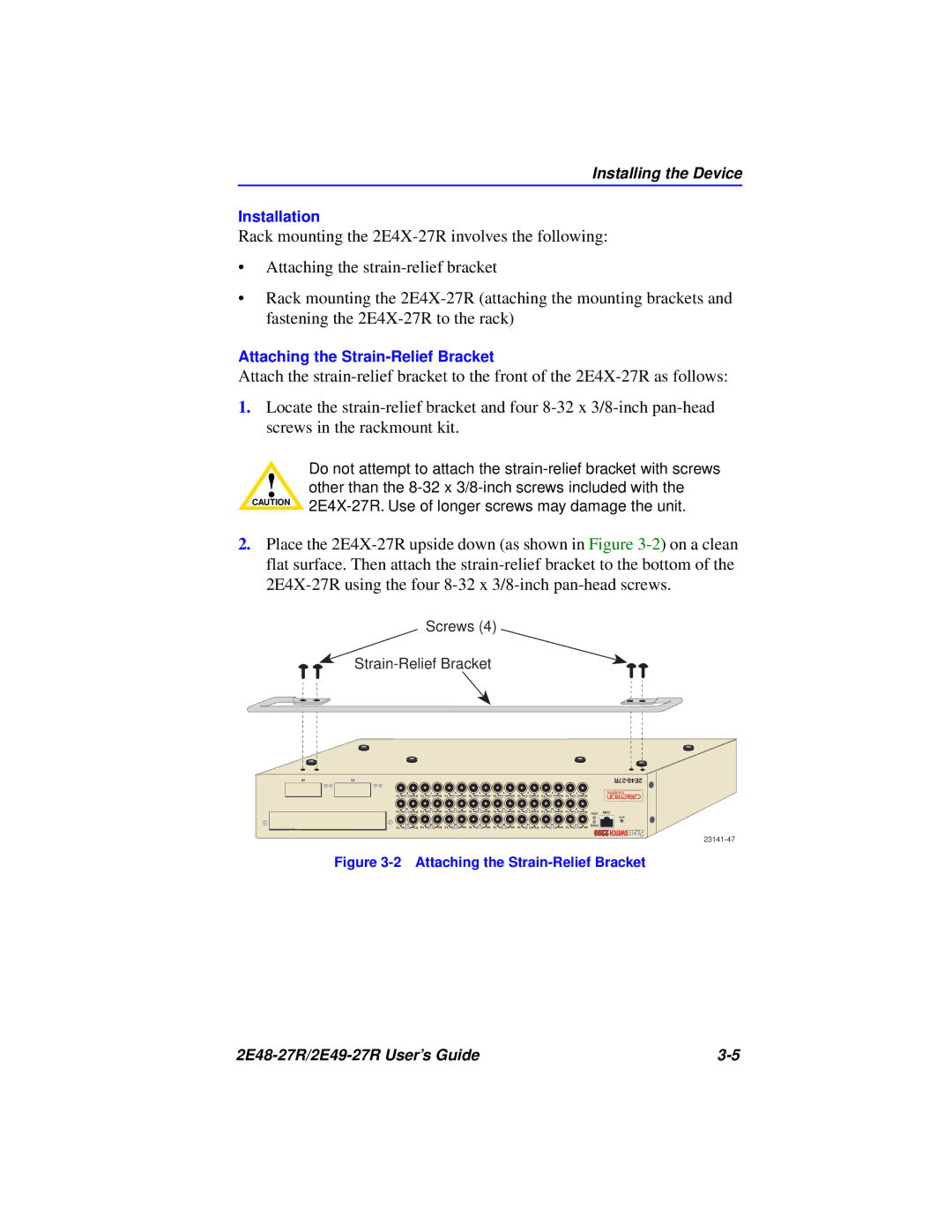 Cabletron Systems 2E49-27R, 2E48-27R manual Attaching the Strain-Relief Bracket 