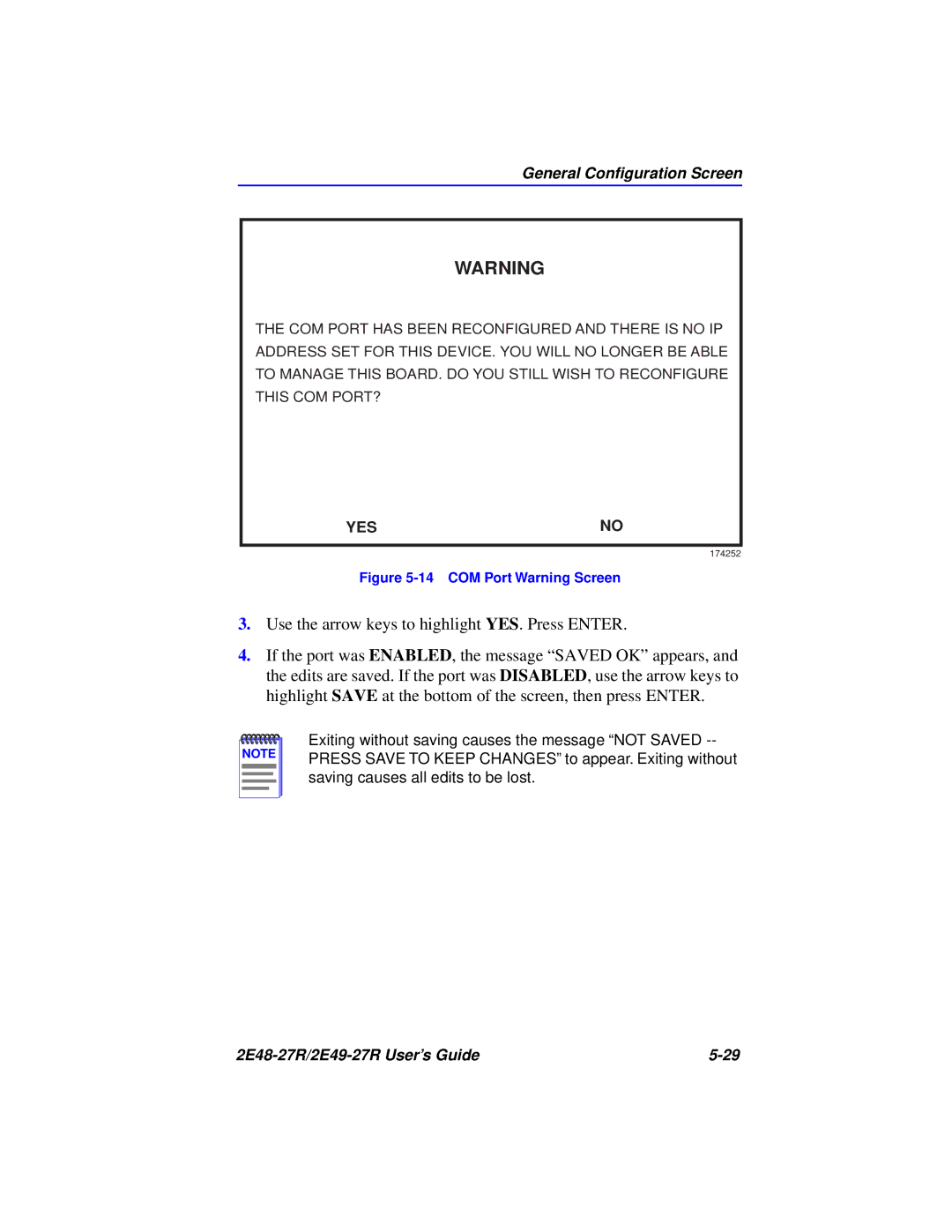 Cabletron Systems 2E49-27R, 2E48-27R manual Use the arrow keys to highlight YES. Press Enter 