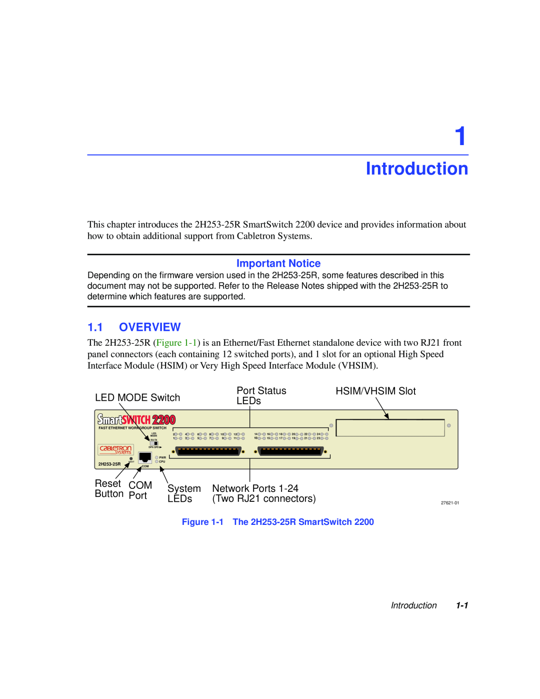 Cabletron Systems 2H253-25R manual Introduction, Overview, Important Notice 