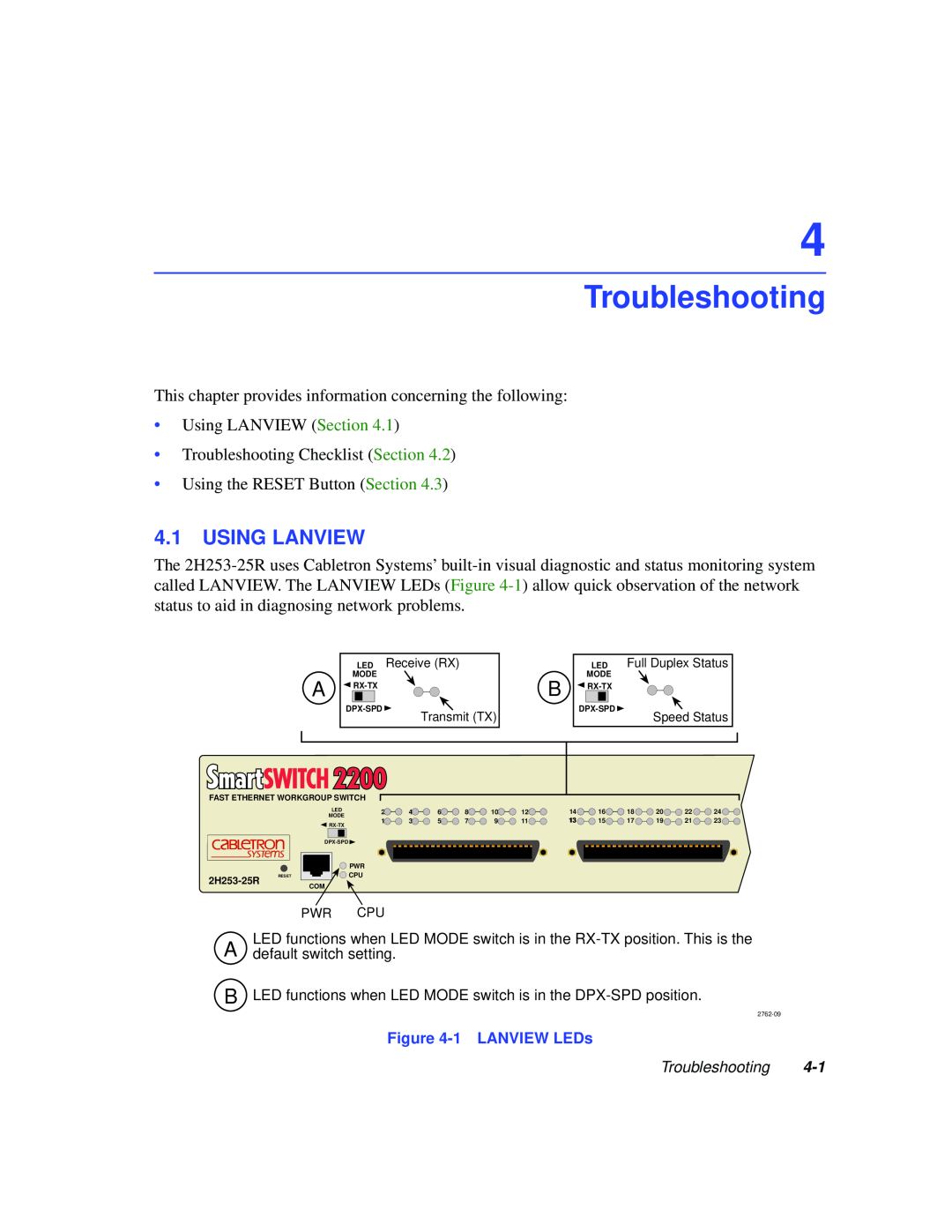 Cabletron Systems 2H253-25R manual Troubleshooting, Using Lanview 