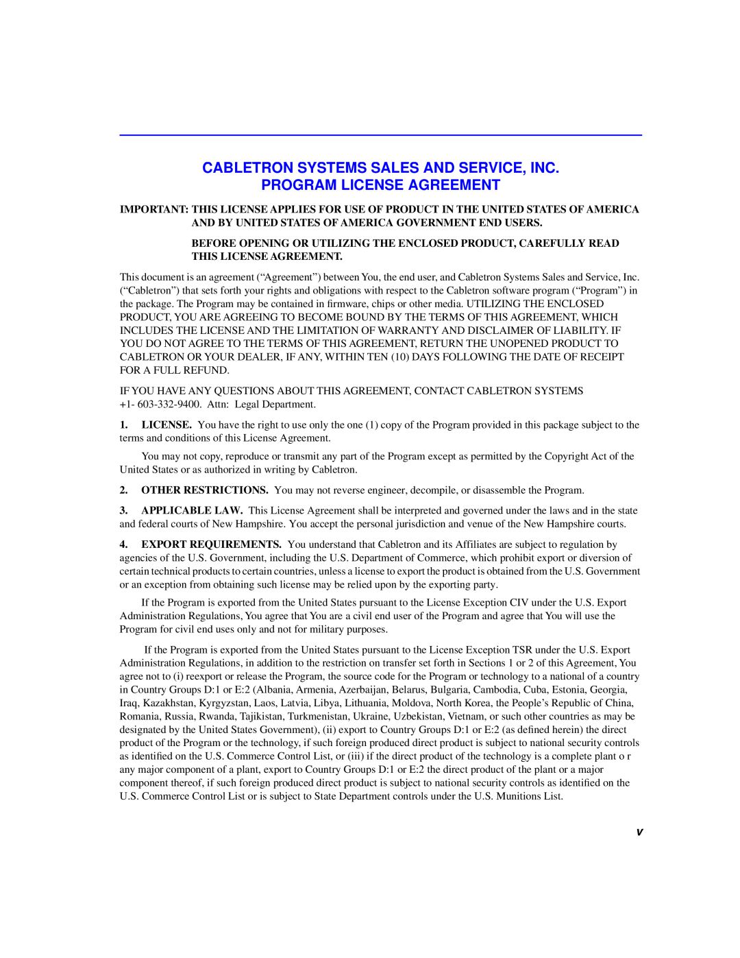 Cabletron Systems 2H253-25R manual Cabletron Systems Sales And Service, Inc Program License Agreement 