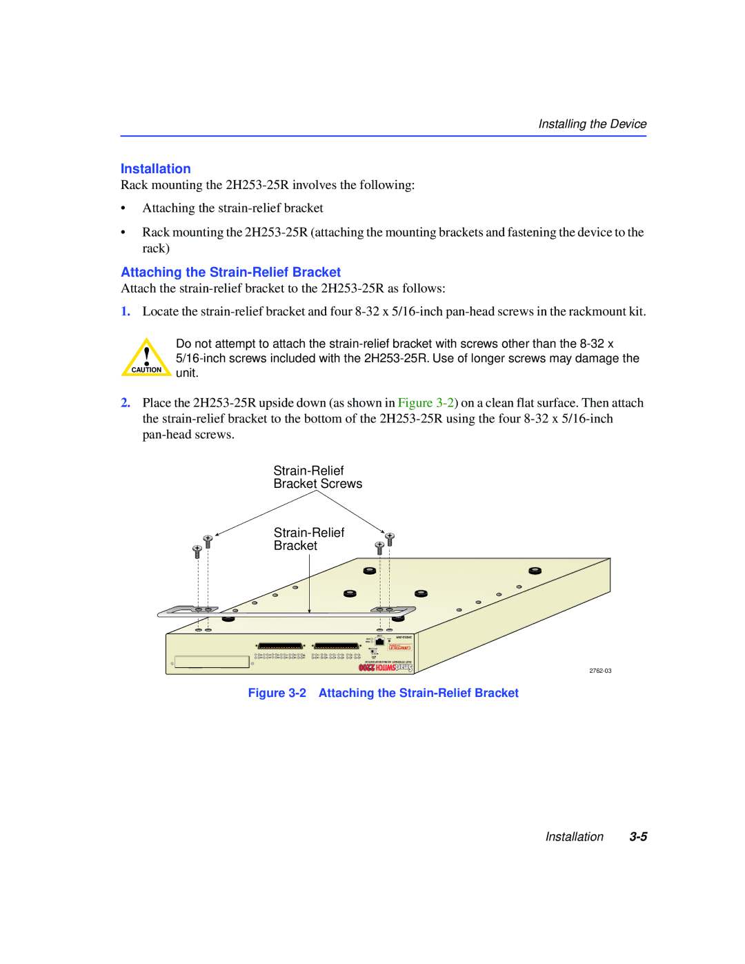 Cabletron Systems 2H253-25R manual Attaching the Strain-Relief Bracket 