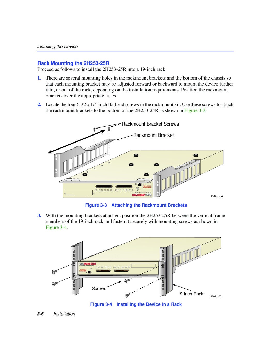 Cabletron Systems manual Rack Mounting the 2H253-25R 