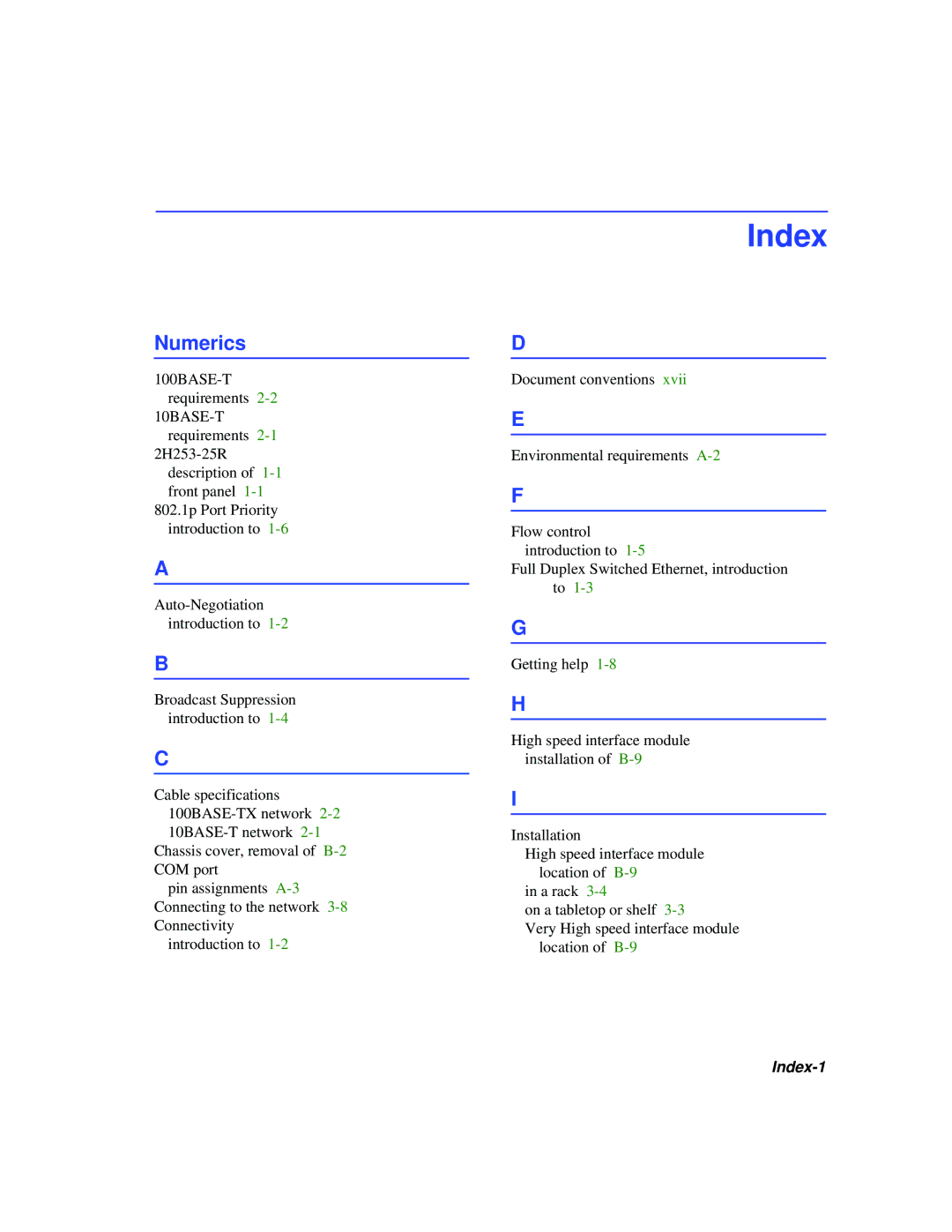 Cabletron Systems 2H253-25R manual Index, Numerics 