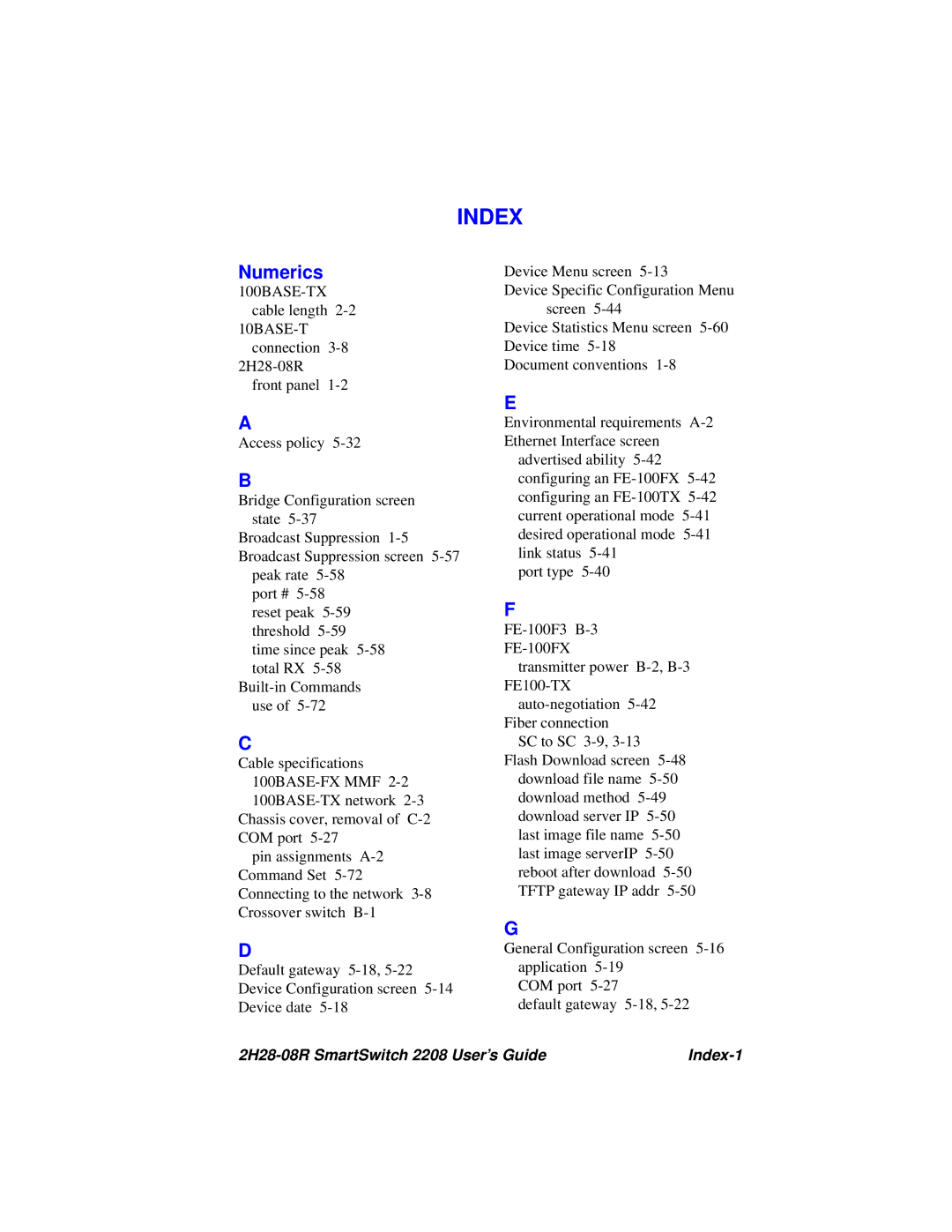 Cabletron Systems 2H28-08R manual Index, Numerics 