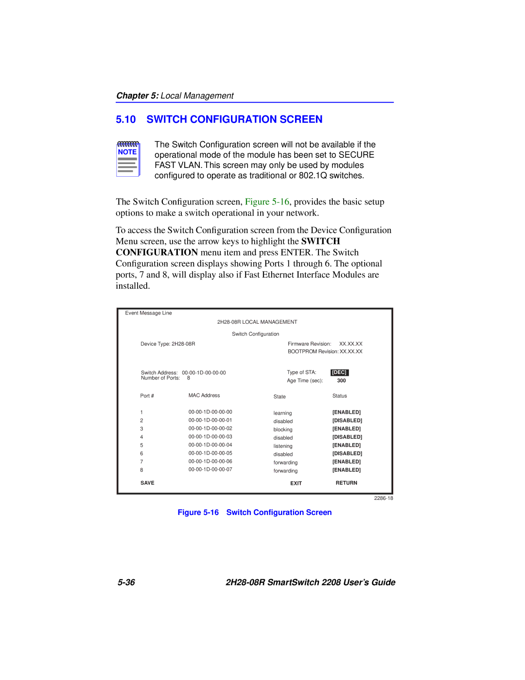 Cabletron Systems 2H28-08R manual Switch Configuration Screen, Dec 