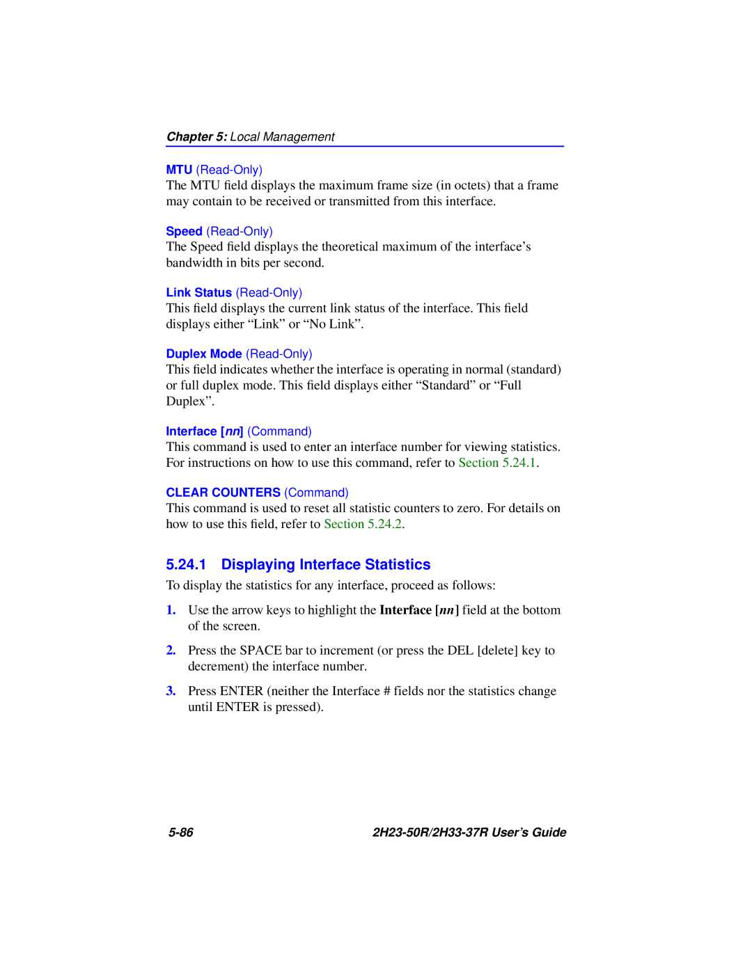 Cabletron Systems 2H33-37R, 2H23-50R manual Displaying Interface Statistics 