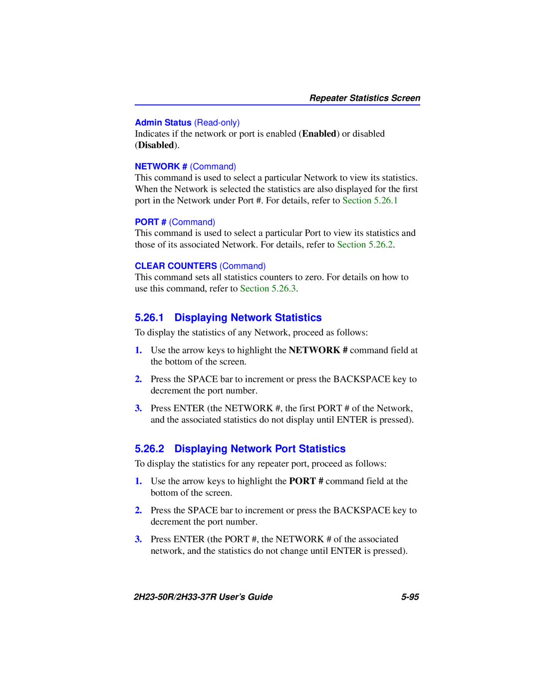 Cabletron Systems 2H23-50R, 2H33-37R manual Displaying Network Statistics, Displaying Network Port Statistics 