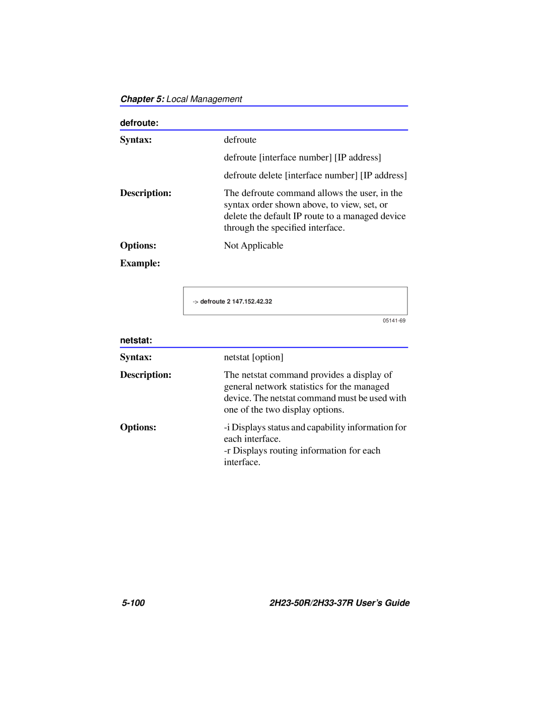 Cabletron Systems 2H33-37R, 2H23-50R manual Defroute 