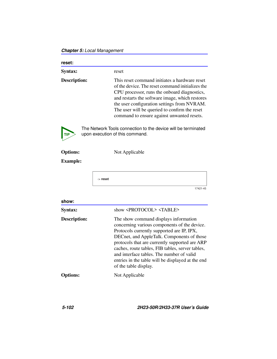 Cabletron Systems 2H33-37R, 2H23-50R manual Options Not Applicable Example 