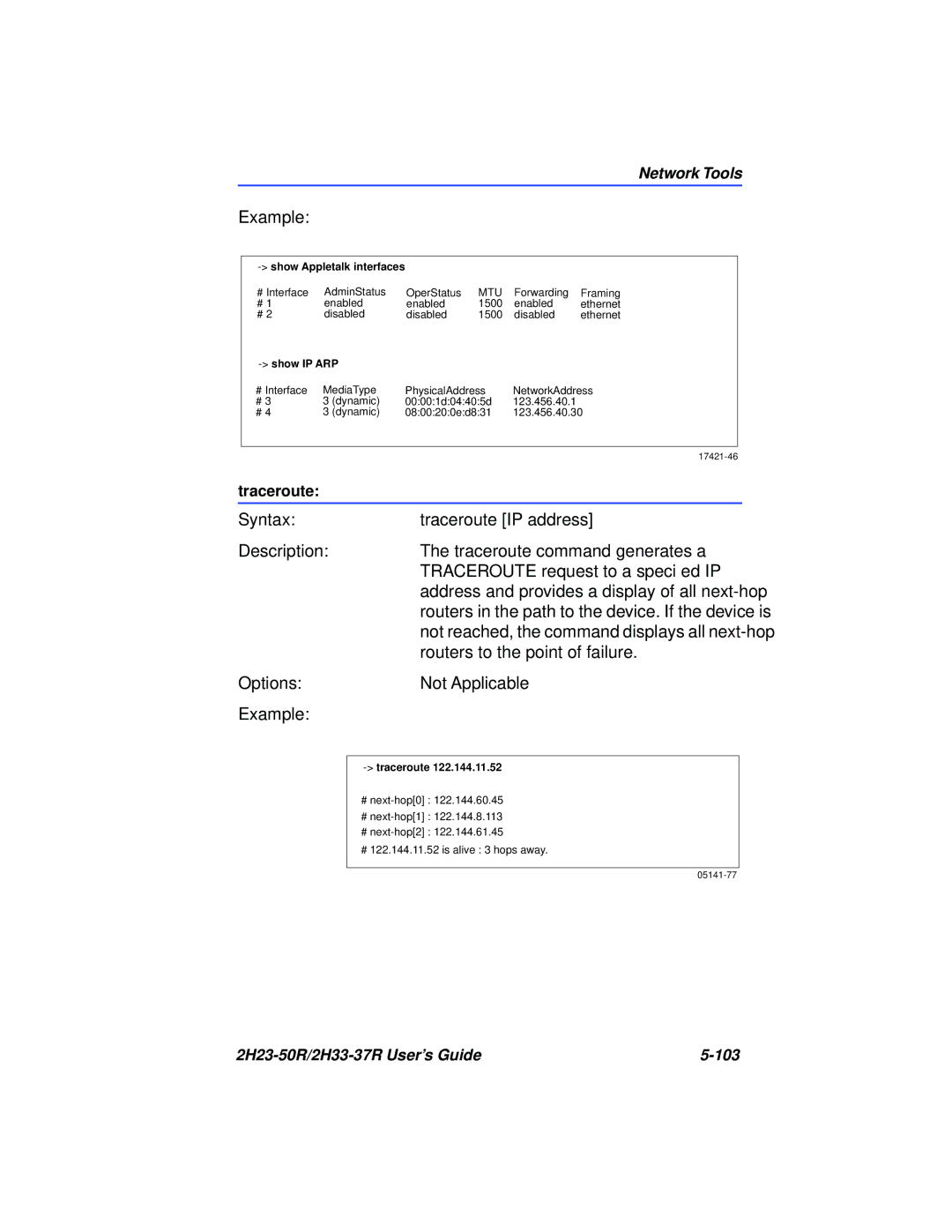 Cabletron Systems 2H23-50R, 2H33-37R manual Traceroute IP address 