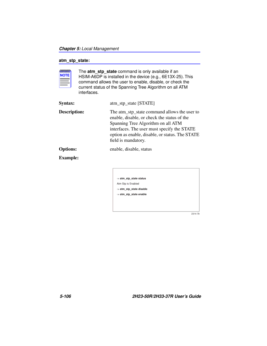 Cabletron Systems 2H33-37R, 2H23-50R manual Atmstpstate State 