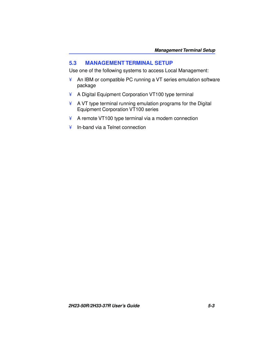 Cabletron Systems 2H23-50R, 2H33-37R manual Management Terminal Setup 