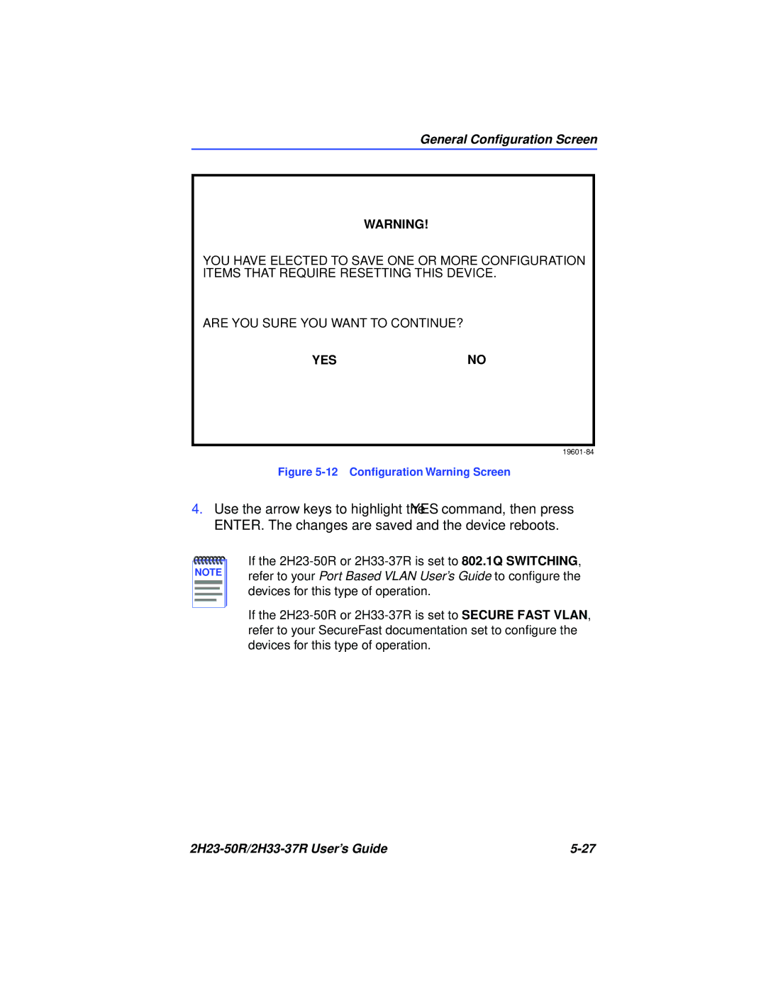 Cabletron Systems 2H23-50R, 2H33-37R manual 12 Conﬁguration Warning Screen 