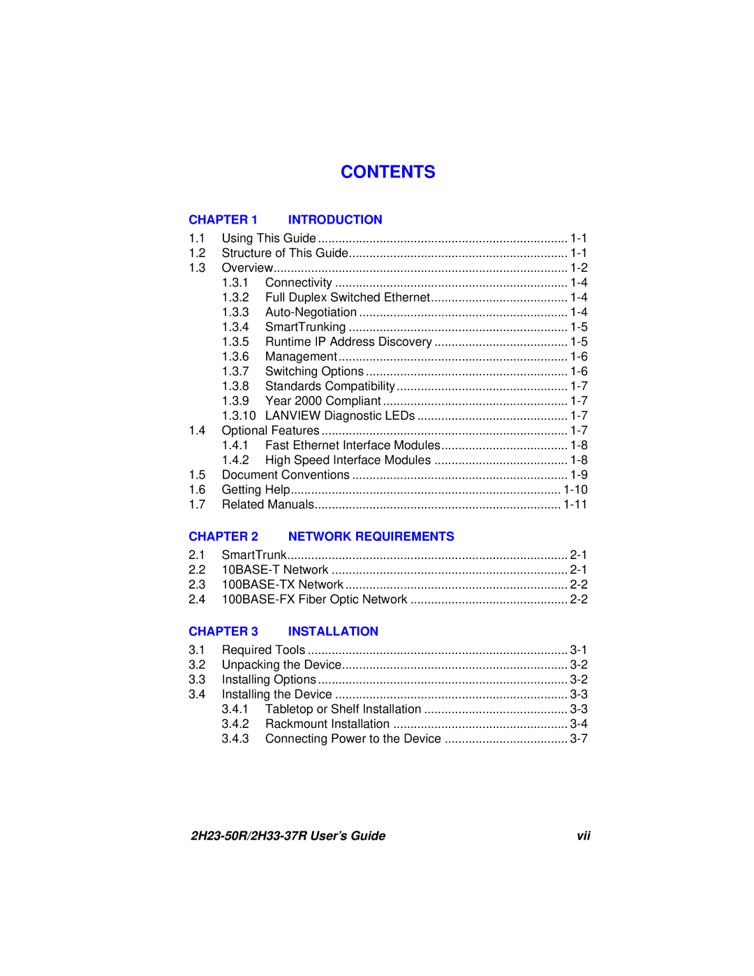 Cabletron Systems 2H23-50R, 2H33-37R manual Contents 