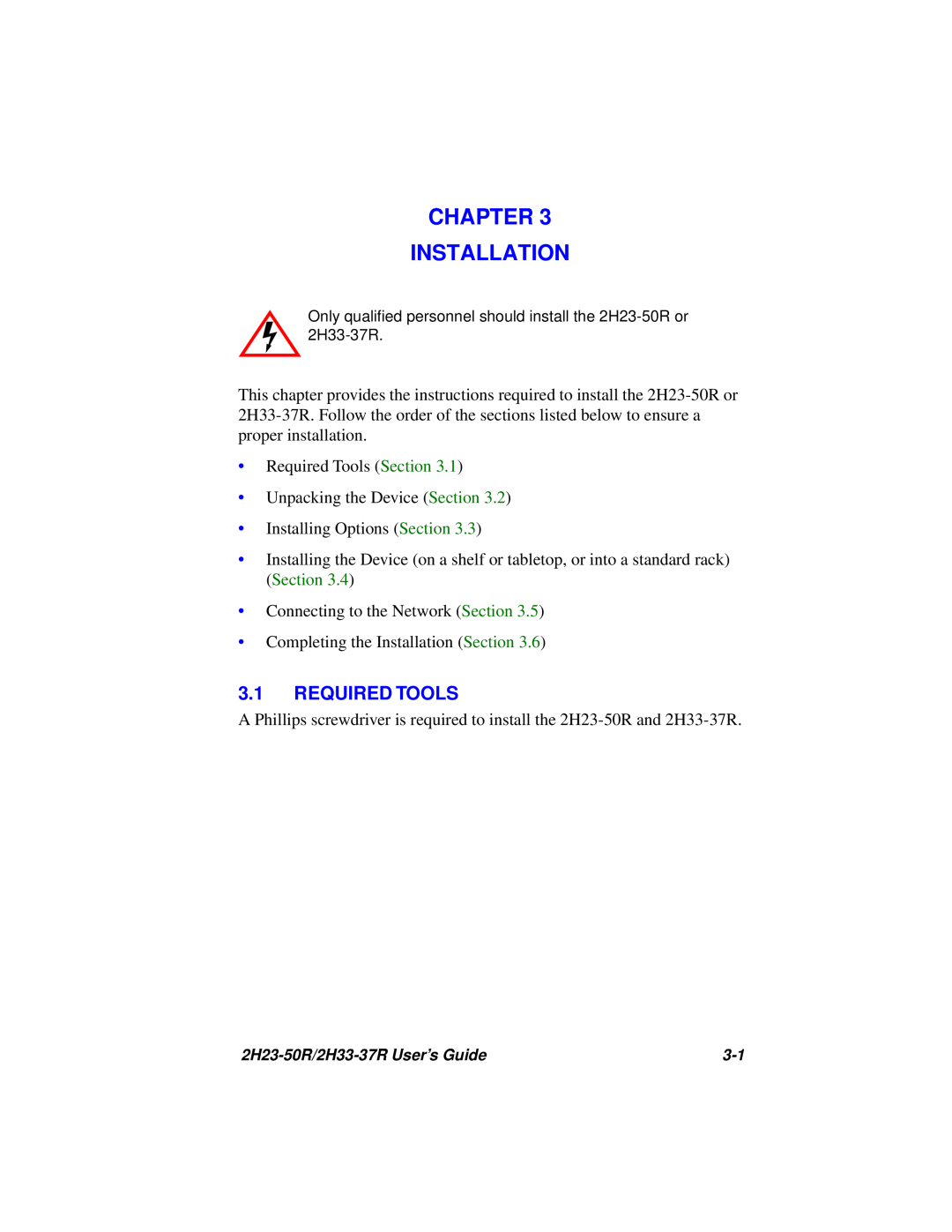 Cabletron Systems 2H23-50R, 2H33-37R manual Chapter Installation, Required Tools 