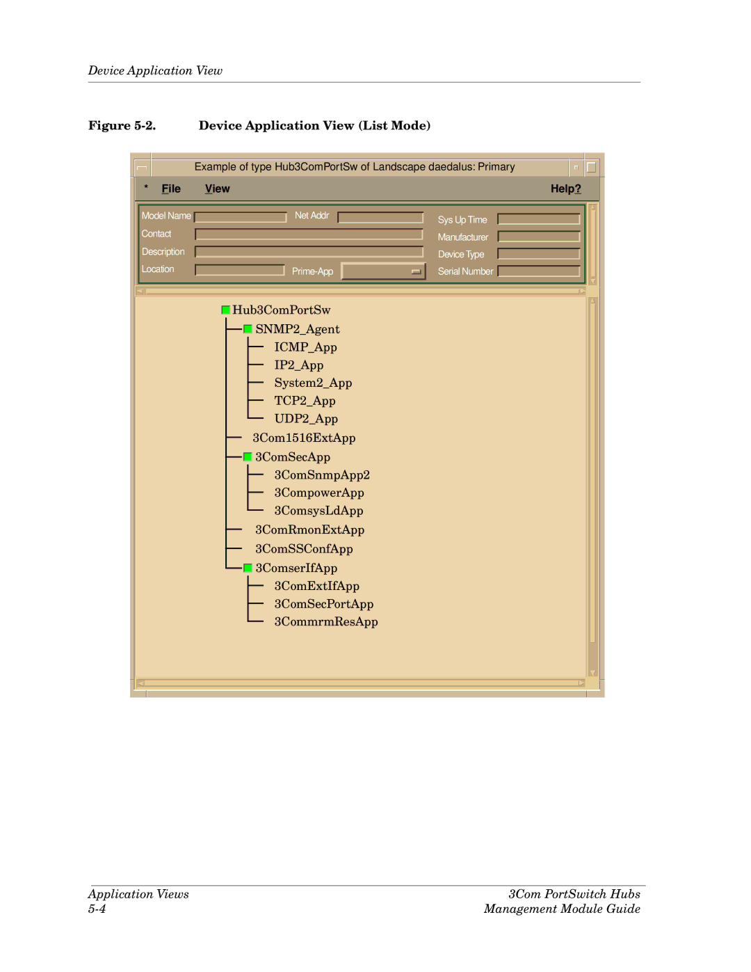 Cabletron Systems 3Com PortSwitch Hub manual Device Application View List Mode 