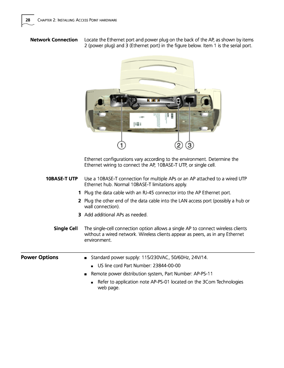Cabletron Systems 3Com manual Power Options 