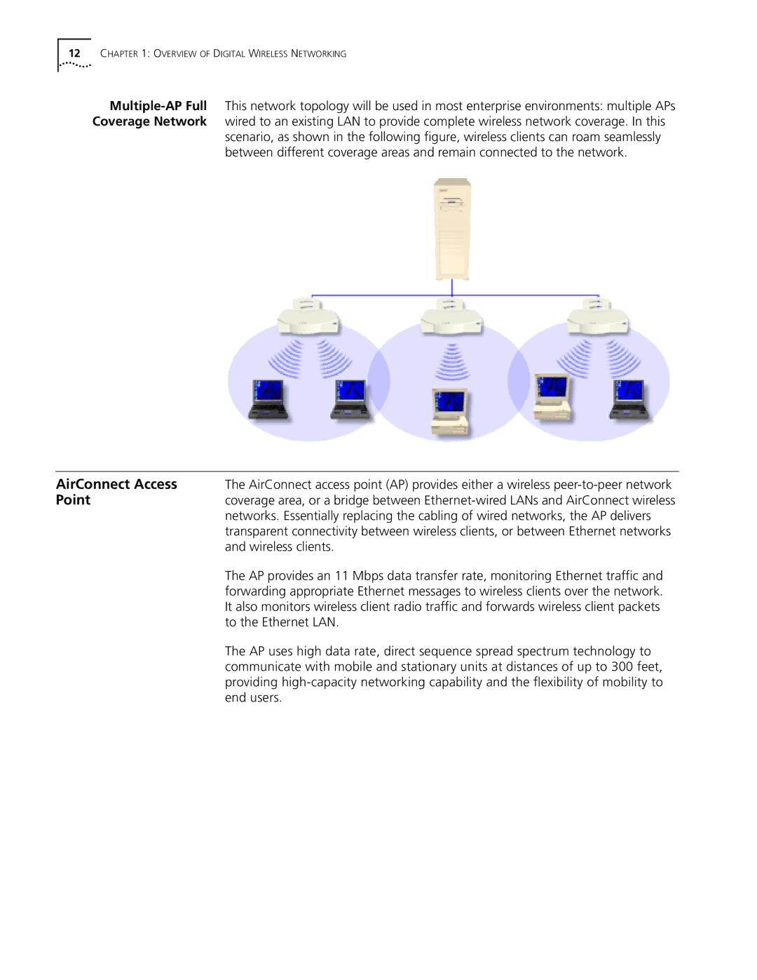 Cabletron Systems 3Com manual AirConnect Access, Point, Wireless clients, To the Ethernet LAN, End users 