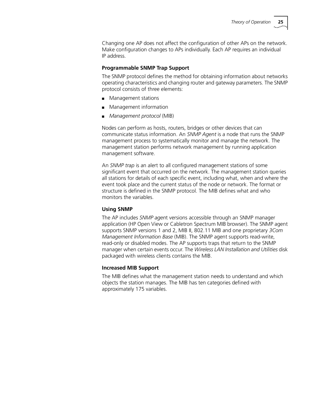 Cabletron Systems 3Com manual Programmable Snmp Trap Support, Management protocol MIB, Using Snmp, Increased MIB Support 