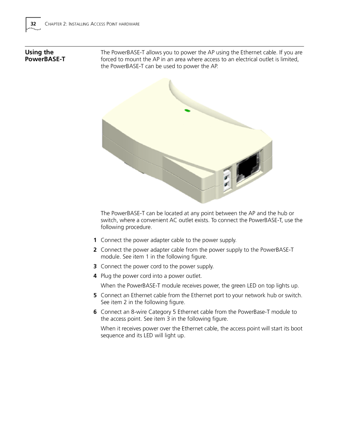 Cabletron Systems 3Com manual Using, PowerBASE-T can be used to power the AP 